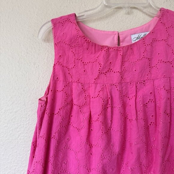 Molly B Boston Crochet Eyelet Shift Mini Dress in Pink Size 4 Lined - Picture 2 of 8
